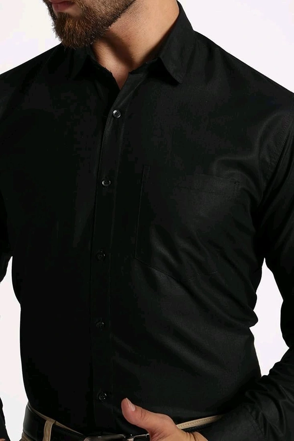 Men's Formal Cotton Blend Shirt - M, Black