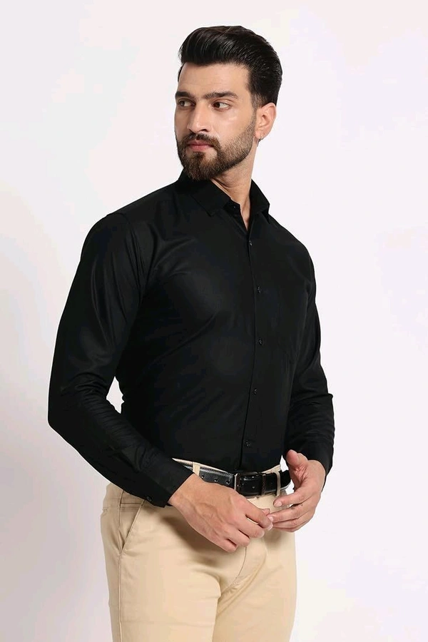 Men's Formal Cotton Blend Shirt - M, Black