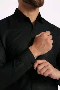 Men's Formal Cotton Blend Shirt - M, Black