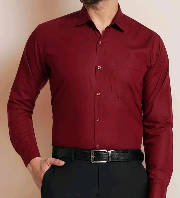 Men's Formal Cotton Blend Shirt - S, Maroon