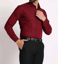 Men's Formal Cotton Blend Shirt - S, Maroon