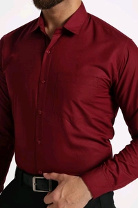 Men's Formal Cotton Blend Shirt - S, Maroon