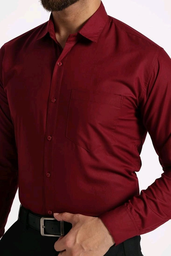 Men's Formal Cotton Blend Shirt - S, Maroon
