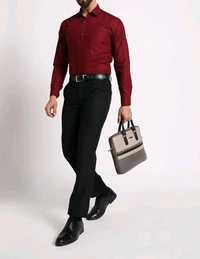 Men's Formal Cotton Blend Shirt - S, Maroon