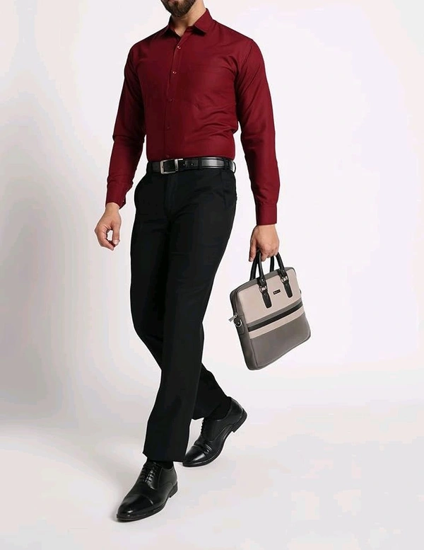 Men's Formal Cotton Blend Shirt - S, Maroon