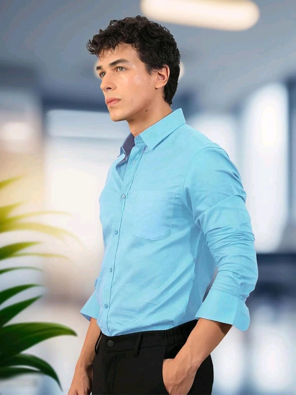 Pinkmint Men Shirt - L, Aqua Blue