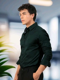 Pinkmint Men Shirt - L, Olive Green