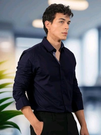 Pinkmint Men Shirt - L, Dark Blue