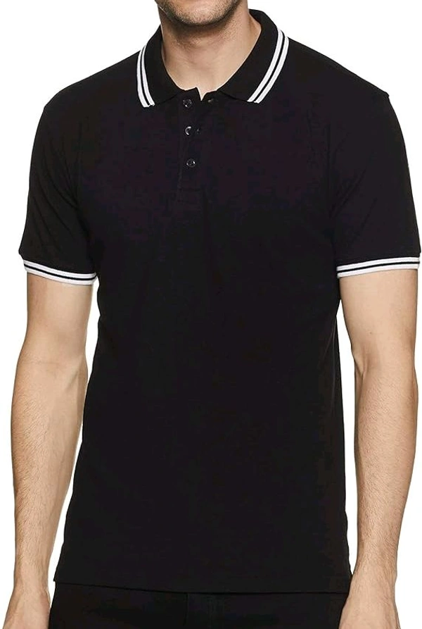 Symbol Men's Cotton Rich Solid Polo Tshirt | Collar Tshirts | Half Sleeves | Plain-Regular Fit (Available in Plus Sizes) - S, Jet Black