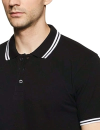 Symbol Men's Cotton Rich Solid Polo Tshirt | Collar Tshirts | Half Sleeves | Plain-Regular Fit (Available in Plus Sizes) - S, Jet Black