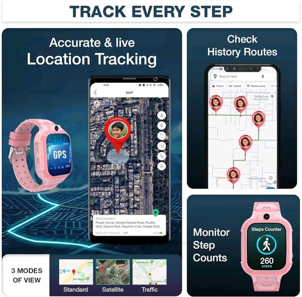 Brand: sekyo sekyo 'Carepal Pro' 4G Kids Smart Watch | Video Call, Accurate & Live GPS Location |App Control, Family Chat, Games, Pedometer, Safe Zone Alert, SOS, Good Habit Coach | SmartWatch for Kids, Boys/Girls - Pink