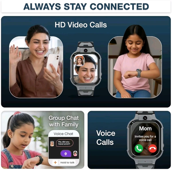 Brand: sekyo sekyo 'Carepal Pro' 4G Kids Smart Watch | Video Call, Accurate & Live GPS Location |App Control, Family Chat, Games, Pedometer, Safe Zone Alert, SOS, Good Habit Coach | SmartWatch for Kids, Boys/Girls - Pink - Black