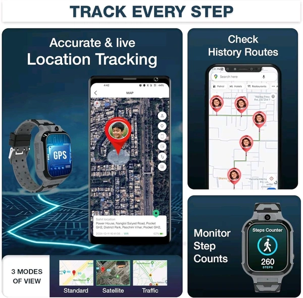 Brand: sekyo sekyo 'Carepal Pro' 4G Kids Smart Watch | Video Call, Accurate & Live GPS Location |App Control, Family Chat, Games, Pedometer, Safe Zone Alert, SOS, Good Habit Coach | SmartWatch for Kids, Boys/Girls - Pink - Black