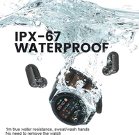 Smart Watch With Earbuds,2 In 1 Build-In TWS Wireless Bt5.0 Earphone Fitness Sports Health Monitor Black