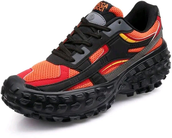 Bacca Bucci Colossus Men's Chunky All-Terrain Sneakers with Rugged Outsole & Ortholite Insole | Outdoor Trail Walking Shoes | Breathable Mesh & Synthetic Uppers - 10 UK, Molten Blaze