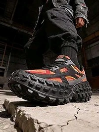 Bacca Bucci Colossus Men's Chunky All-Terrain Sneakers with Rugged Outsole & Ortholite Insole | Outdoor Trail Walking Shoes | Breathable Mesh & Synthetic Uppers - 10 UK, Molten Blaze