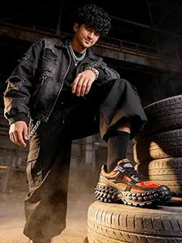 Bacca Bucci Colossus Men's Chunky All-Terrain Sneakers with Rugged Outsole & Ortholite Insole | Outdoor Trail Walking Shoes | Breathable Mesh & Synthetic Uppers - 10 UK, Molten Blaze