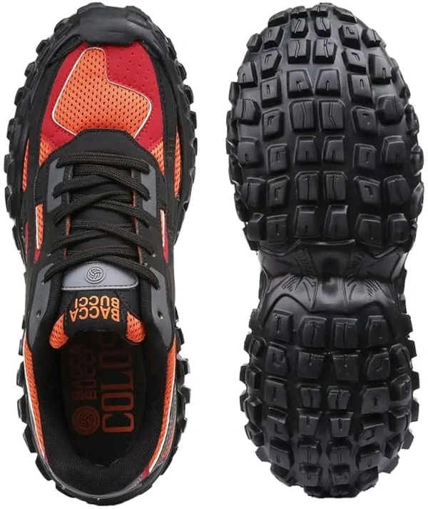 Bacca Bucci Colossus Men's Chunky All-Terrain Sneakers with Rugged Outsole & Ortholite Insole | Outdoor Trail Walking Shoes | Breathable Mesh & Synthetic Uppers - 10 UK, Molten Blaze