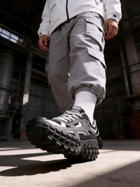 Bacca Bucci Colossus Men's Chunky All-Terrain Sneakers with Rugged Outsole & Ortholite Insole | Outdoor Trail Walking Shoes | Breathable Mesh & Synthetic Uppers - 8 UK, Steel Frost