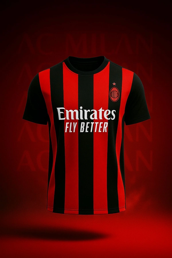 AC MILAN 2025-26 HOME |BLACK RED ORIGINAL | SERIE-A FAN JERSEY | 2025 MEN JERSEY | EUROPEAN FOOTBALL | UCL | - M