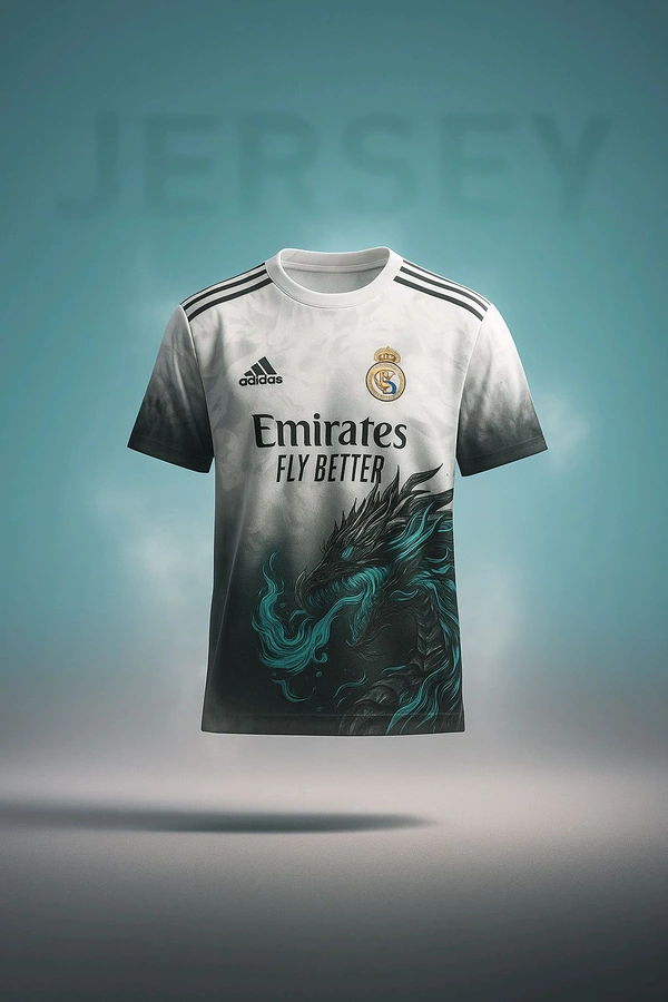 REAL MADRID BYBLADE DRAG 0N EDITION|LA LIGA AND UCL | FAN JERSEY | SUMMER FABRIC | 2025 MEN JERSEY | - L, Turquoise