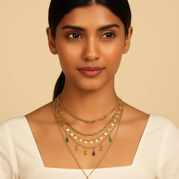 Urbanic layered minimal necklace with stone for girls and women Necklaces & Chains