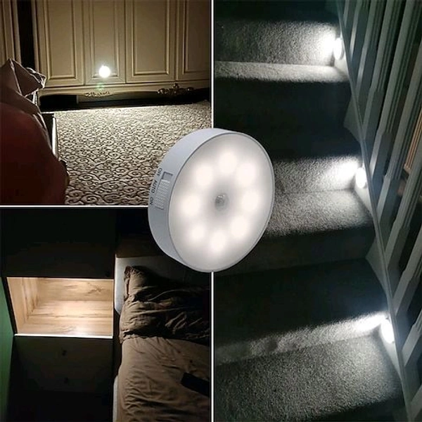GlowSense™ Motion Sensor LED Light – USB Rechargeable, Wireless, Self-Adhesive Magnetic Night Light for Home, Stairs, Closet (₹150)