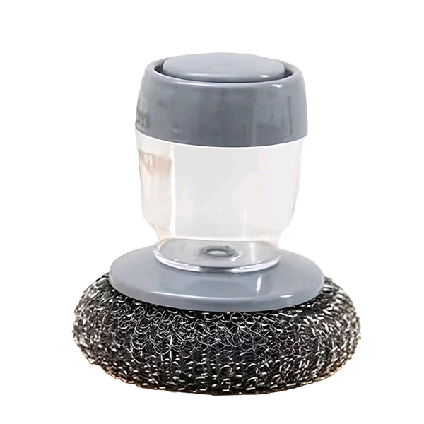 ScrubPro™ Palm Dishwashing Brush with Liquid Dispenser – Heavy-Duty Steel Mesh Scrubber for Utensils & Kitchen Cleaning (₹150)