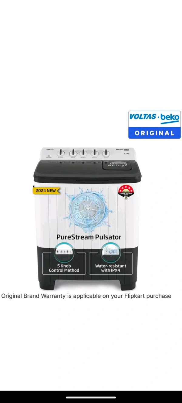 Voltas Beko 7.5 kg Semi Automatic Top Load Grey, White
(WTT75UHA/OK5S1S1W01)