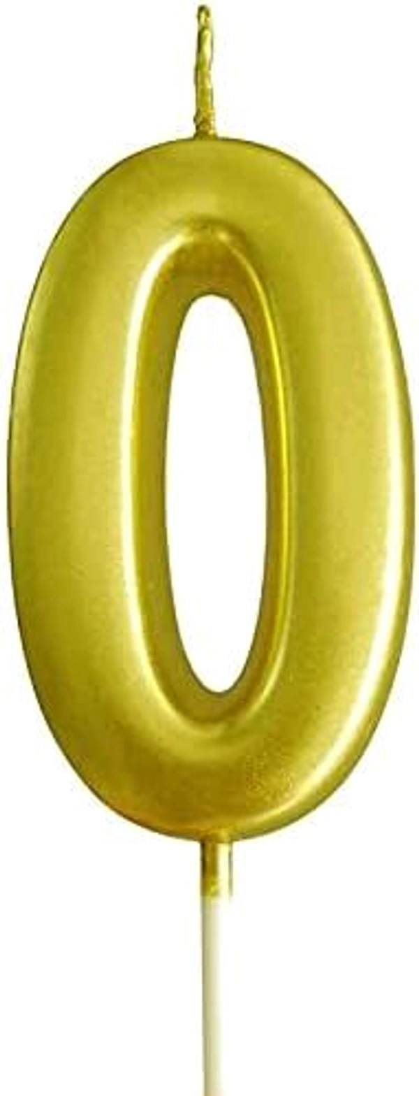 Selibration.com | Golden Numerical No. 0 Birthday Candles for Cake, Anniversary and Birthday Celebration Supplies for Your Loved Ones