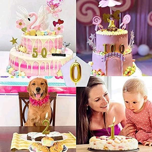 Selibration.com | Golden Numerical No. 0 Birthday Candles for Cake, Anniversary and Birthday Celebration Supplies for Your Loved Ones