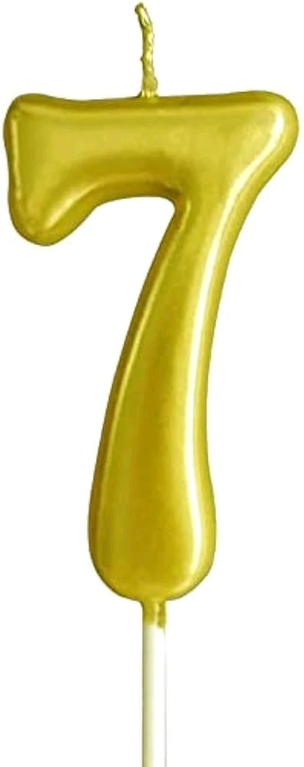 Selibration.com | Golden Numerical No. 7 Birthday Candles for Cake, Anniversary and Birthday Celebration Supplies for Your Loved Ones