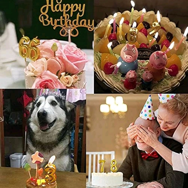 Selibration.com | Golden Numerical No. 7 Birthday Candles for Cake, Anniversary and Birthday Celebration Supplies for Your Loved Ones