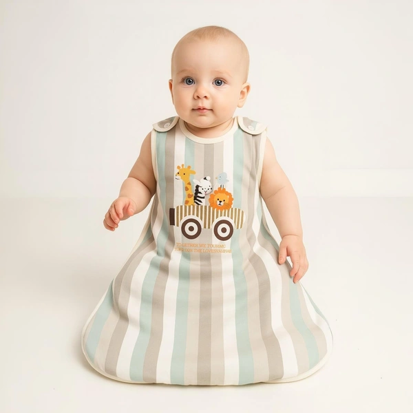 Adhigams Jungle on Wheels Baby Swaddles for Newborns | Carry Nest & Wearable Blanket | Cotton Baby Bedding for New Born & Infant | Unisex Baby Sleeping Bag | For 0 to 12 Months (Pack of 1) (White)