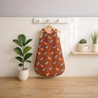 Adhigams Dino Doodle Baby Swaddles for Newborns | Carry Nest & Wearable Blanket | Cotton Baby Bedding for New Born & Infant | Unisex Baby Sleeping Bag | For 0 to 12 Months (Pack of 1) (BROWN) - 0-12 MONTH