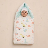 Adhigams New Born Dino Stylish Muslin Sleeping Bag/Carry Nest/Portable Bassinet | Baby Sleeping Bag for Baby boy and Girl (Pack of 1) (0 to 6 Months) (White)