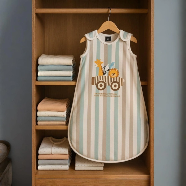 Adhigams Jungle on Wheels Baby Swaddles for Newborns | Carry Nest & Wearable Blanket | Cotton Baby Bedding for New Born & Infant | Unisex Baby Sleeping Bag | For 0 to 12 Months (Pack of 1) (White)