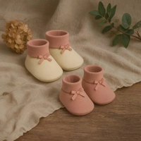 Adhigams Happy & Cutie New Born Baby Stylish Cotton Booties for Baby boy and Girl | For 0 to 12 Months (Pack of 2) - 0-6 M