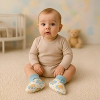 Adhigams Baby Elephant New Born Baby Stylish Cotton Booties for Baby boy and Girl | For 0 to 12 Months (Pack of 2) - 6-12 M