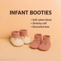 Adhigams Happy & Cutie New Born Baby Stylish Cotton Booties for Baby boy and Girl | For 0 to 12 Months (Pack of 2) - 0-6 M