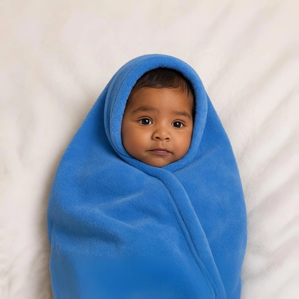 Adhigams New Born Stylish Swaddle Blanket for Baby boy and Girl | for Kids (Pack of 1) (Blue) (130x120 cm)