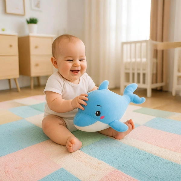 Adhigams Baby Dolphin Soft Toys/Stuffed Toys/Plush Toy | Unisex Toys for Baby boy and Girl (30 cm)