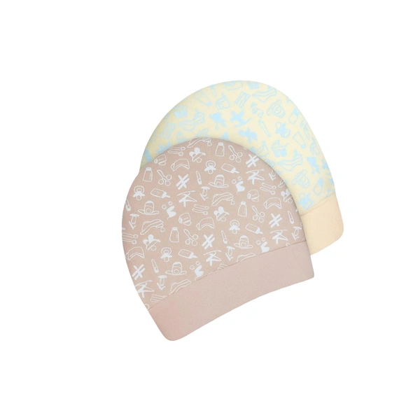 Adhigams New Born Tiny Treats Stylish Cotton Caps/Topi/Hats | Cotton Baby Cap for Baby boy and Girl (Pack of 2) (0 to 6, 6 to 12 Months) - 6-12 Months