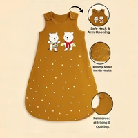 Adhigams Jolly Bear Baby Swaddles for Newborns | Carry Nest & Wearable Blanket | Cotton Baby Bedding for New Born & Infant | Unisex Baby Sleeping Bag | For 0 to 12 Months (Pack of 1) (BROWN) - striped