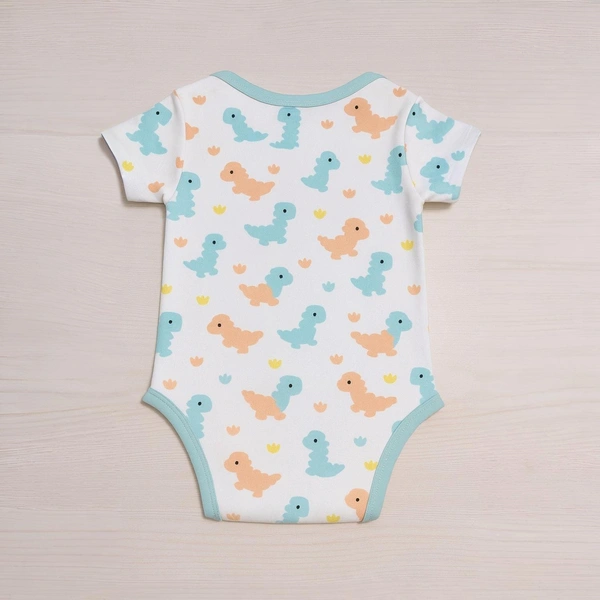 Adhigams Dino Doodle-New Born Baby Unisex Rompers/Jumpsuit/Sleepsuit/Night Suits For Baby Boys & Girls, Infants, 100% Pure Cotton Suit (0-3/3-6/6-9/9-12/12-18 Months) (Pack Of 1) (White)