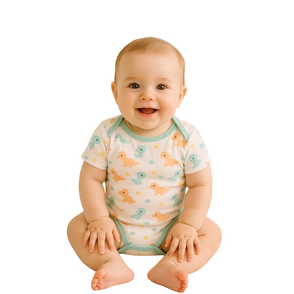 Adhigams Dino Doodle-New Born Baby Unisex Rompers/Jumpsuit/Sleepsuit/Night Suits For Baby Boys & Girls, Infants, 100% Pure Cotton Suit (0-3/3-6/6-9/9-12/12-18 Months) (Pack Of 1) (White)