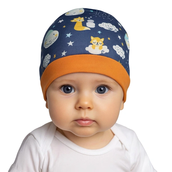 Adhigams New Born Cosmic Night Stylish Cotton Caps/Topi/Hats | Cotton Baby Cap for Baby boy and Girl (Pack of 2) (0 to 6, 6 to 12 Months) - 6-12 M, MULTICOLOR