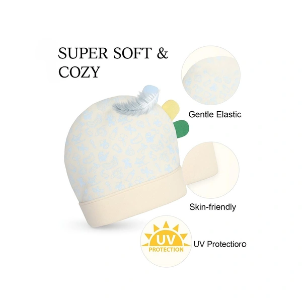 Adhigams New Born Tiny Treats Stylish Cotton Caps/Topi/Hats | Cotton Baby Cap for Baby boy and Girl (Pack of 2) (0 to 6, 6 to 12 Months) - 6-12 Months