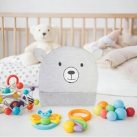 Adhigams New Born Teddy Smile Stylish Cotton Caps/Topi/Hats | Cotton Baby Cap for Baby boy and Girl (Pack of 2) (0 to 6, 6 to 12 Months)