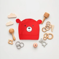 Adhigams New Born Teddy Smile Stylish Cotton Caps/Topi/Hats | Cotton Baby Cap for Baby boy and Girl (Pack of 2) (0 to 6, 6 to 12 Months)